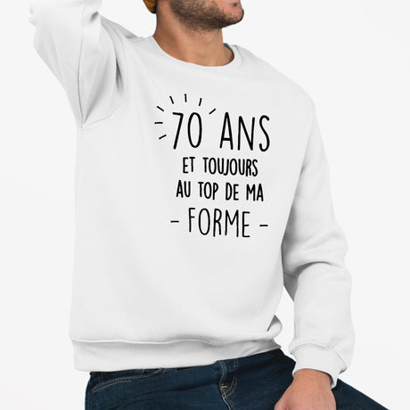 Sweat Adulte Anniversaire 70 ans Blanc