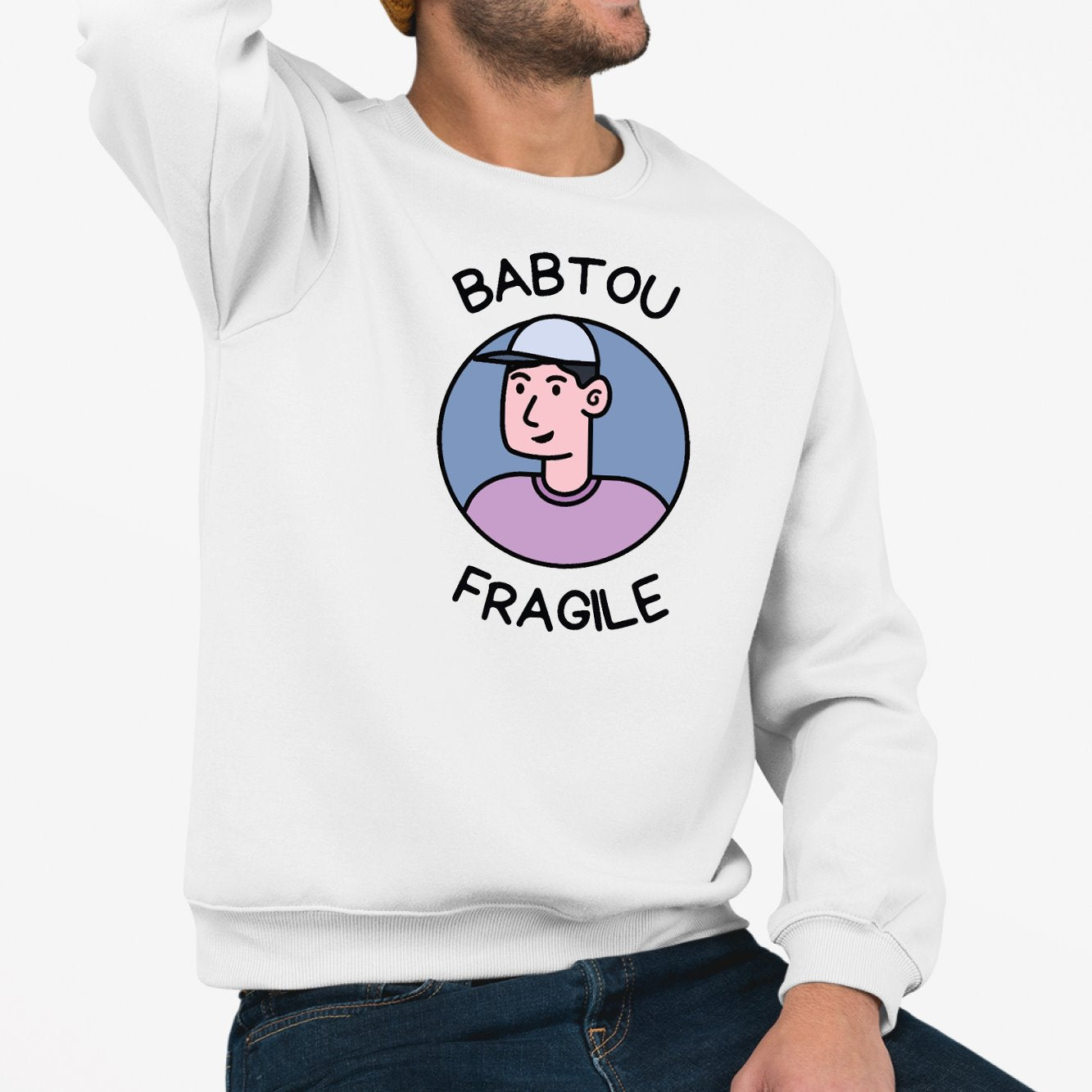 Sweat Adulte Babtou fragile Blanc