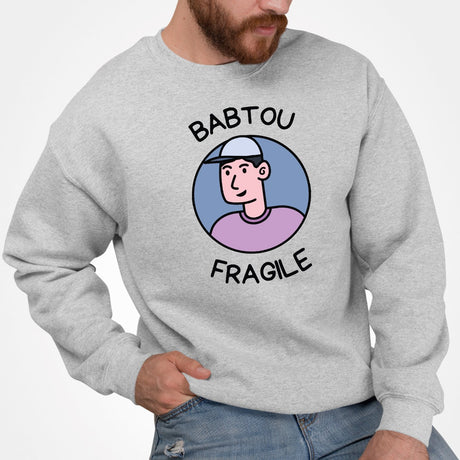 Sweat Adulte Babtou fragile Gris