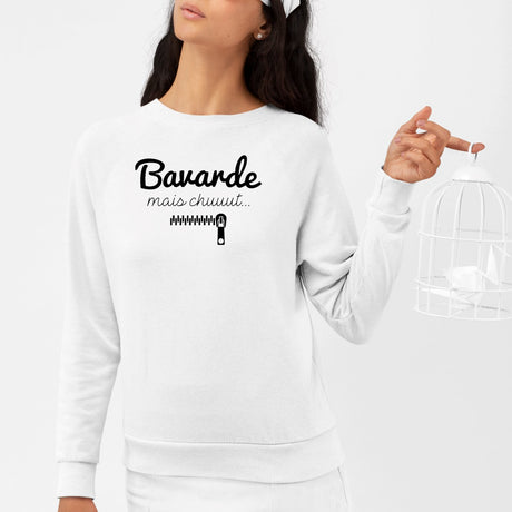 Sweat Adulte Bavarde mais chut Blanc