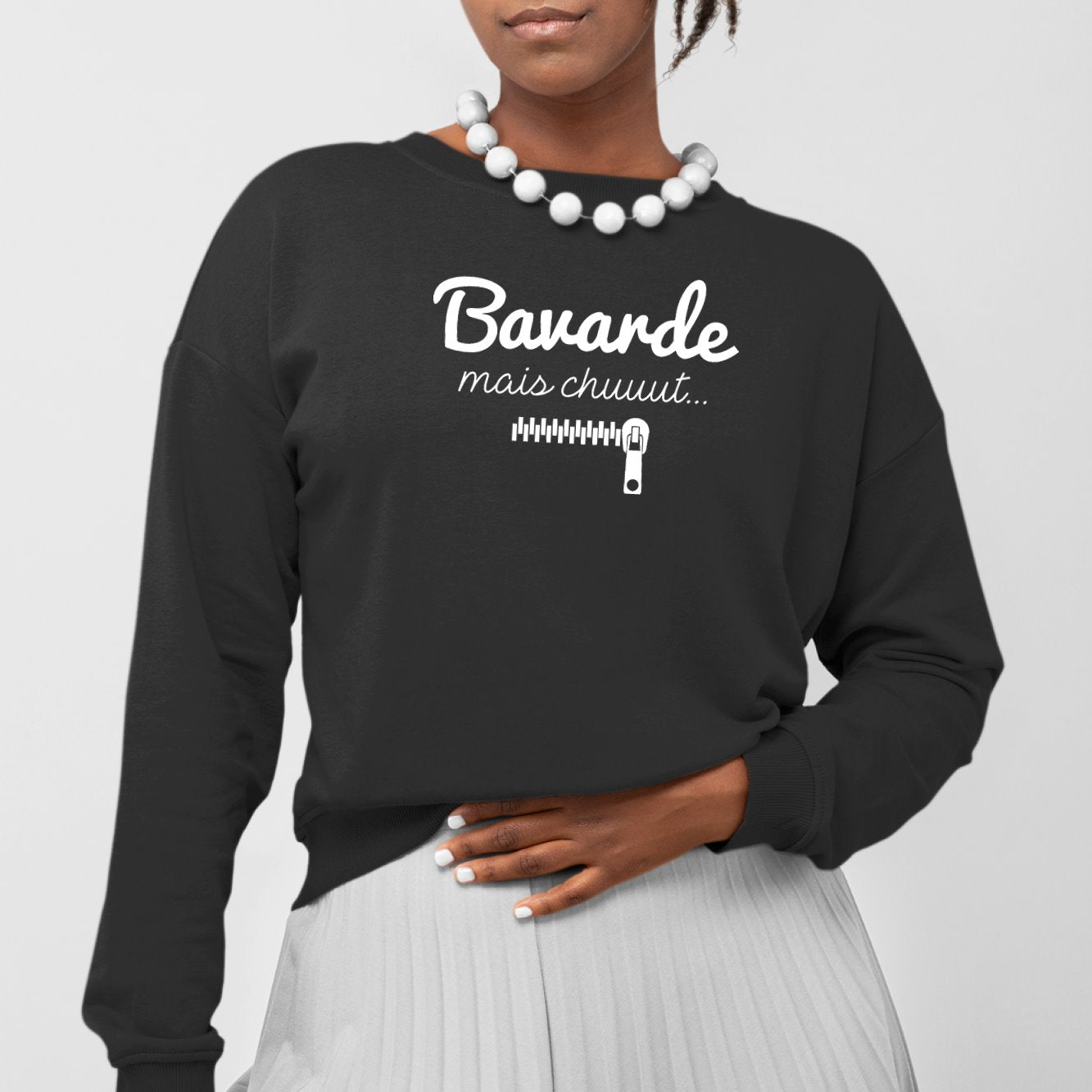 Sweat Adulte Bavarde mais chut Noir