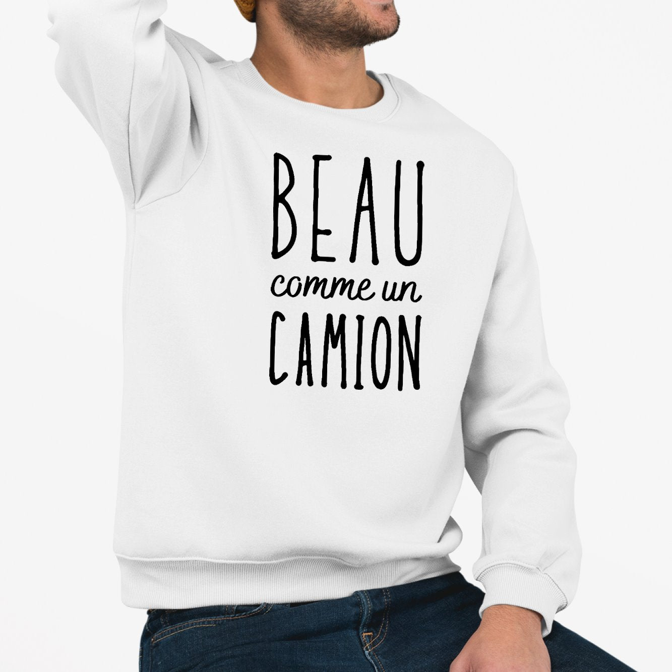 Sweat Adulte Beau comme un camion Blanc