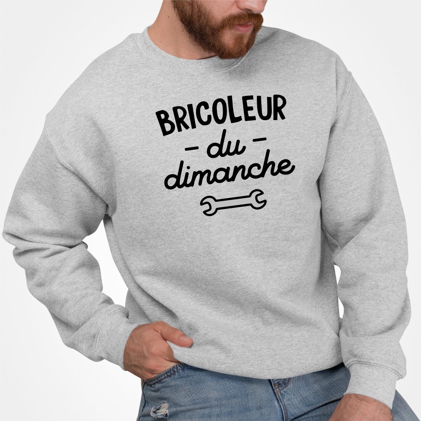 Sweat Adulte Bricoleur du dimanche Gris