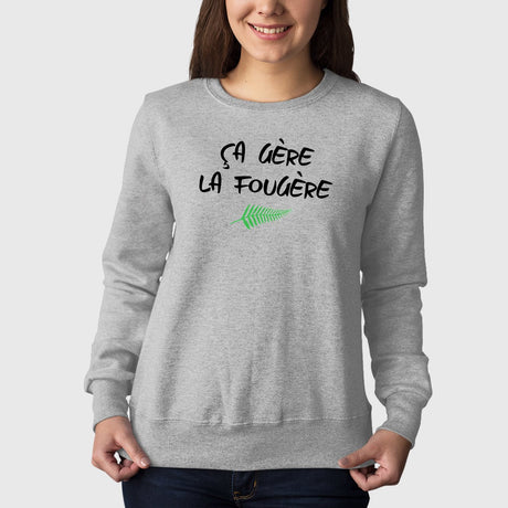 Sweat Adulte Ça gère la fougère Gris