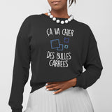 Sweat Adulte Ça va chier des bulles carrées Noir