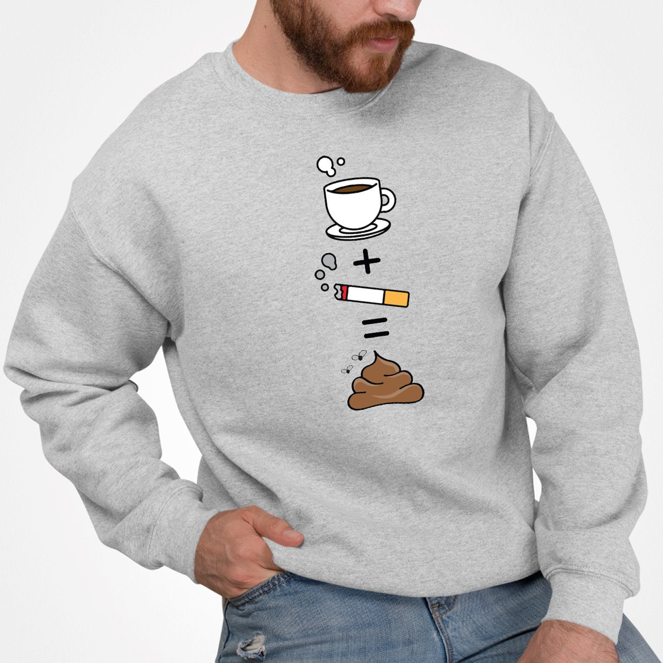 Sweat Adulte Café clope caca Gris