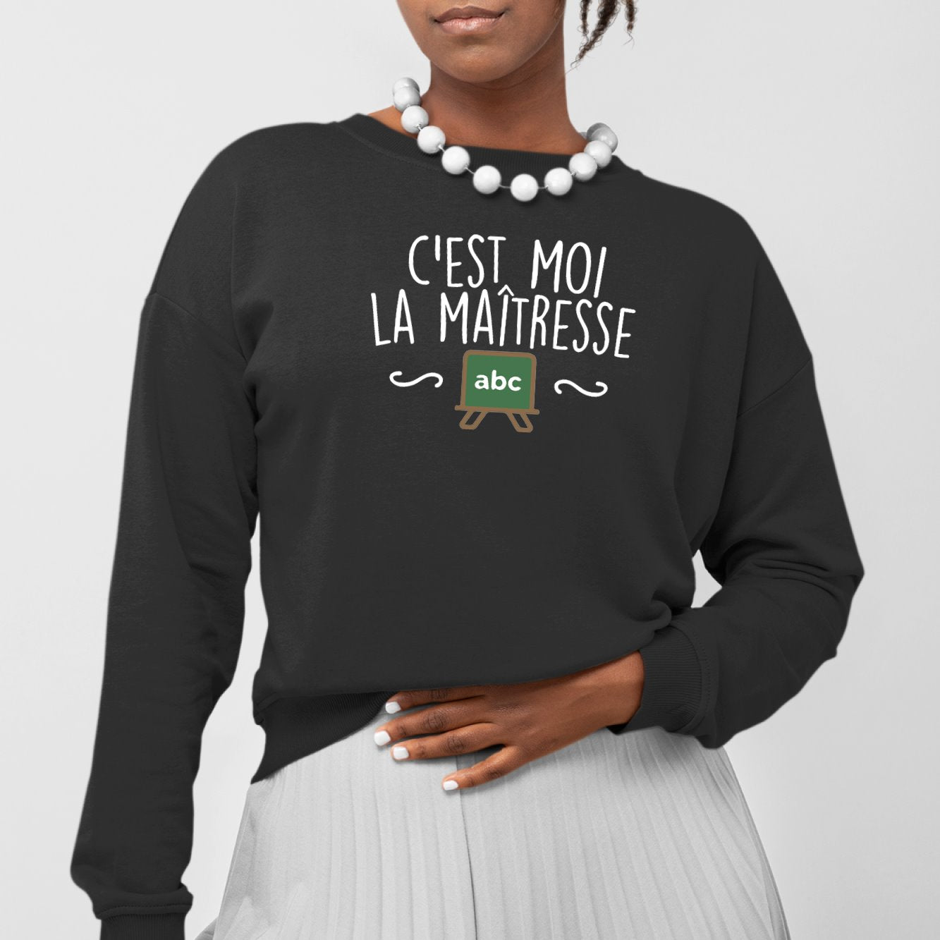 Sweat Adulte C'est moi la maîtresse Noir