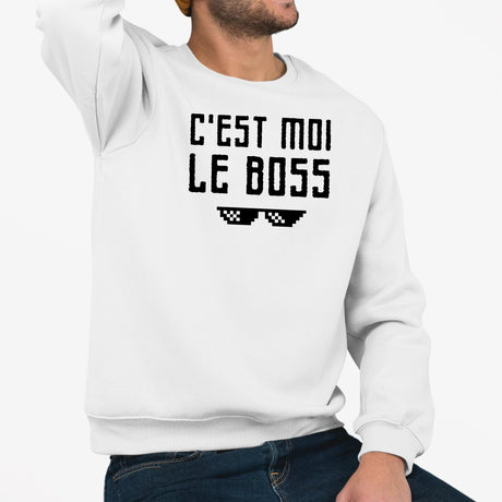 Sweat Adulte C'est moi le boss Blanc