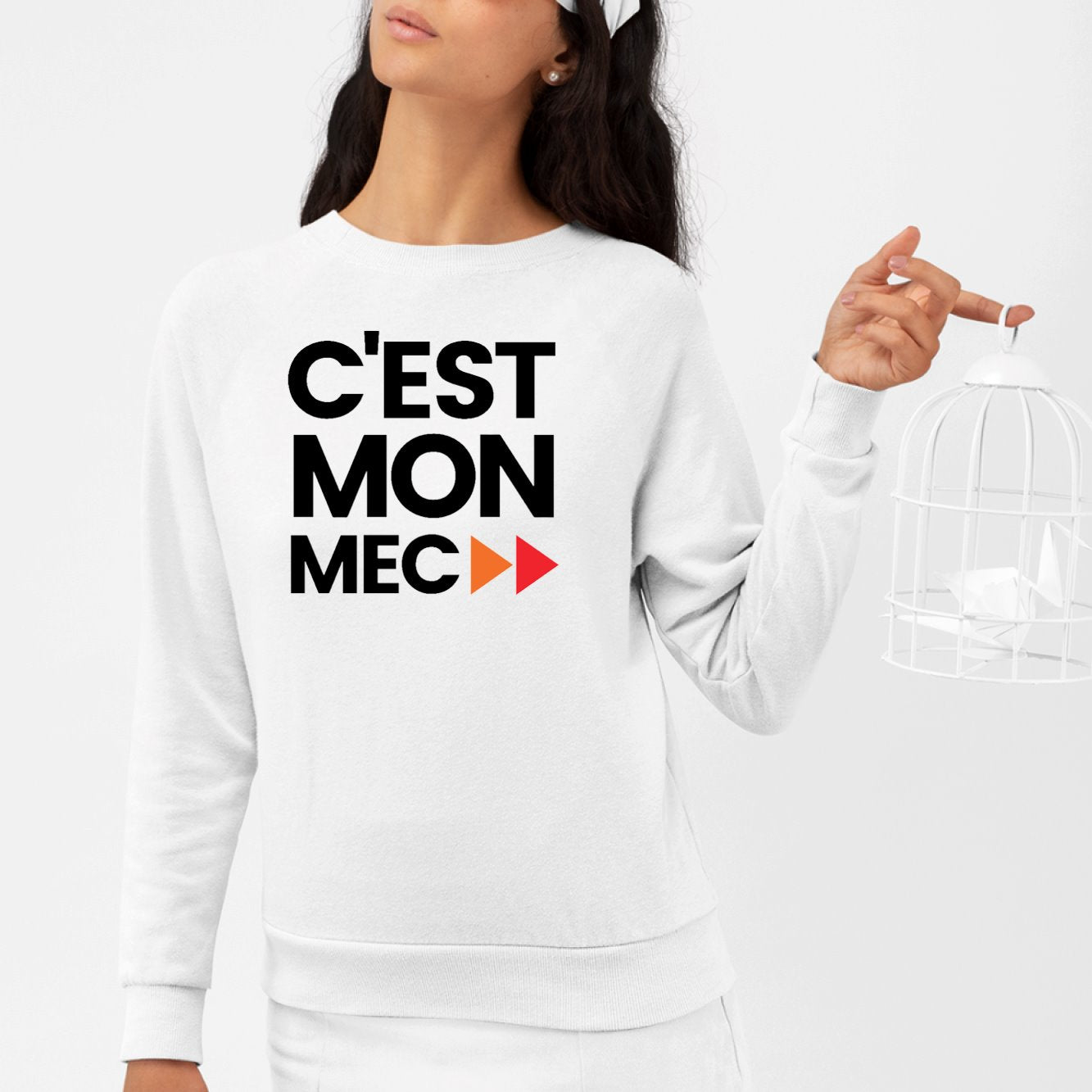 Sweat Adulte C'est mon mec Blanc