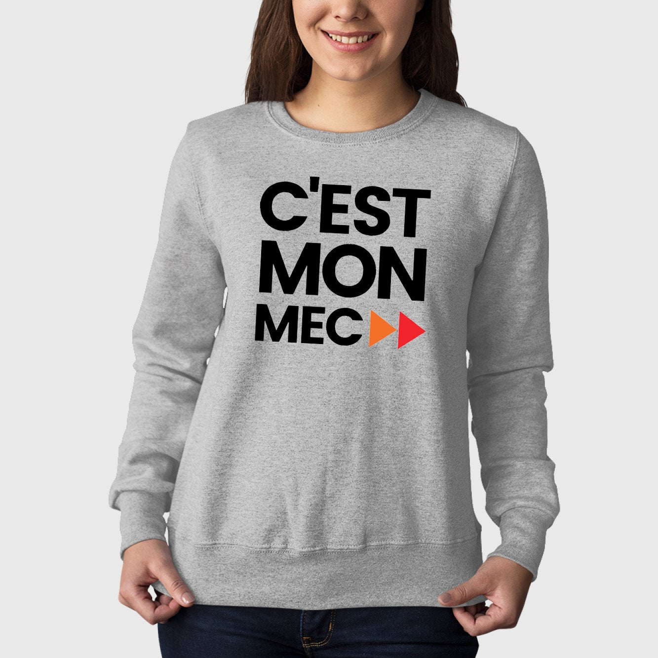 Sweat Adulte C'est mon mec Gris