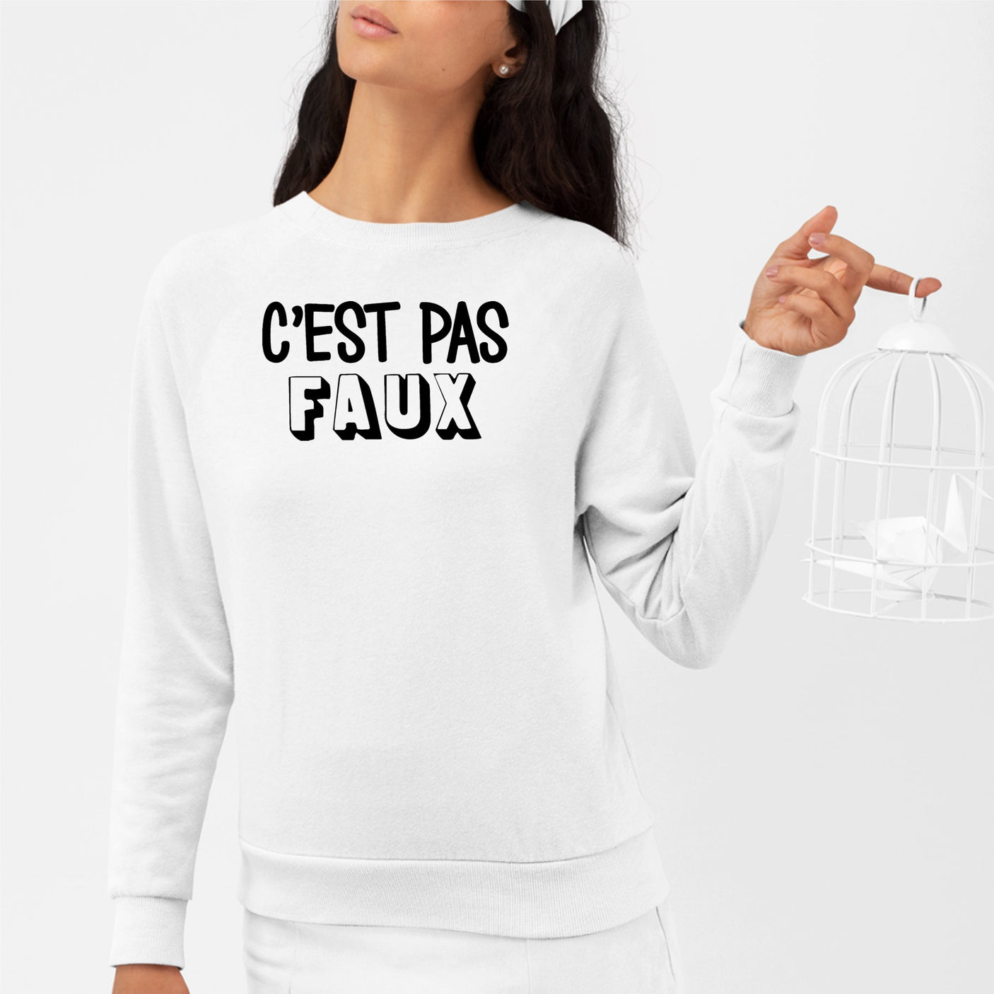 Sweat Adulte C'est pas faux Blanc