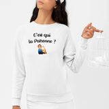 Sweat Adulte C'est qui la patronne Blanc