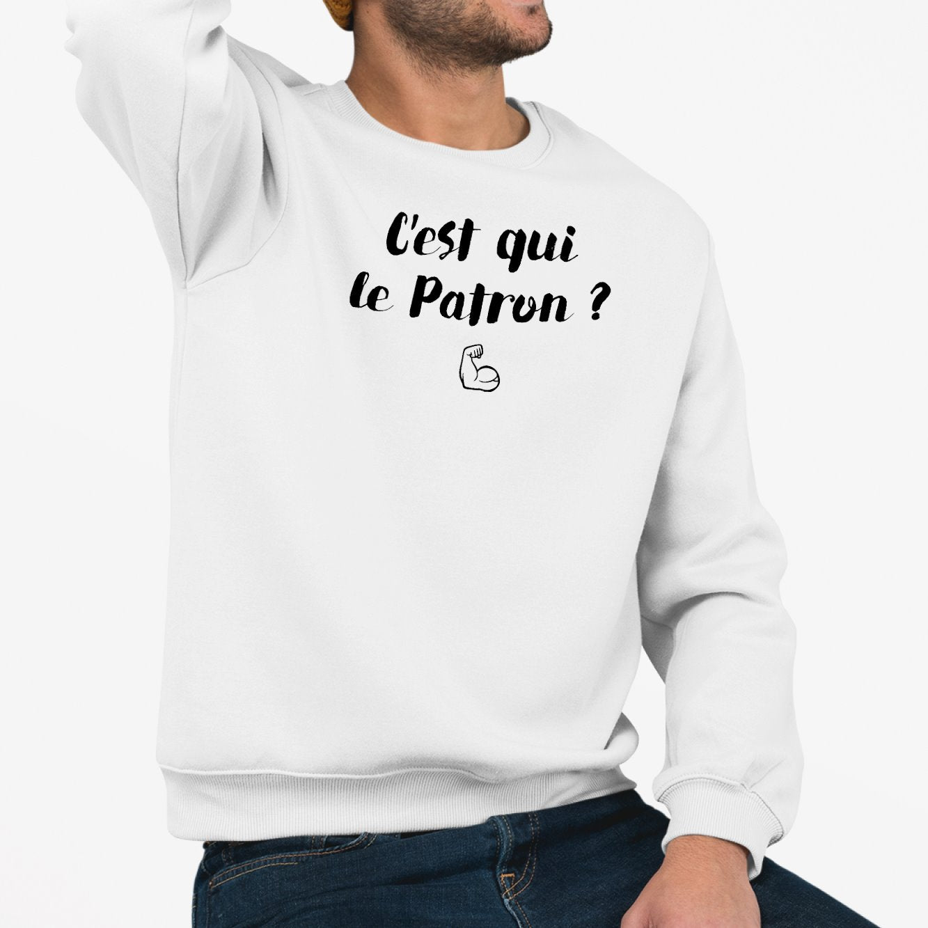 Sweat Adulte C'est qui le patron Blanc