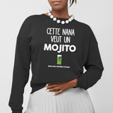 Sweat Adulte Cette nana veut un mojito Noir