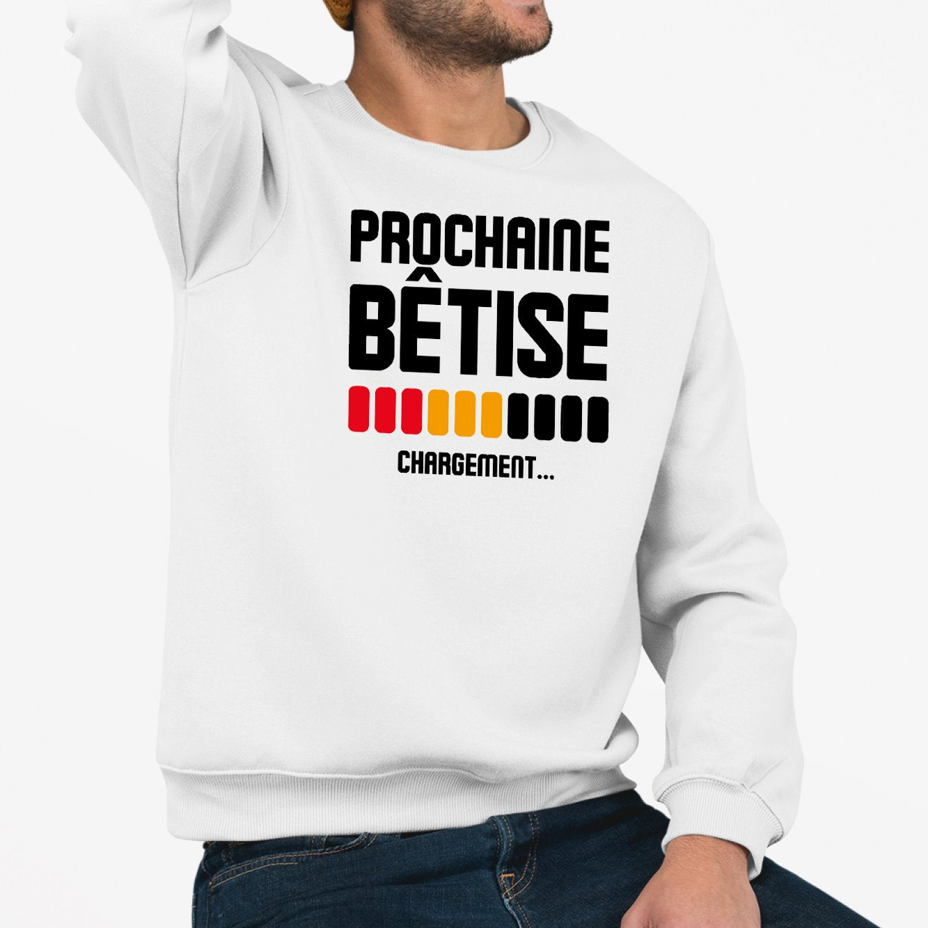 Sweat Adulte Chargement prochaine bêtise Blanc