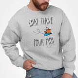 Sweat Adulte Chat plane pour moi Gris