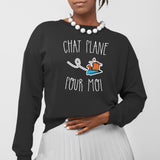 Sweat Adulte Chat plane pour moi Noir