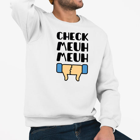 Sweat Adulte Check meuh meuh Blanc