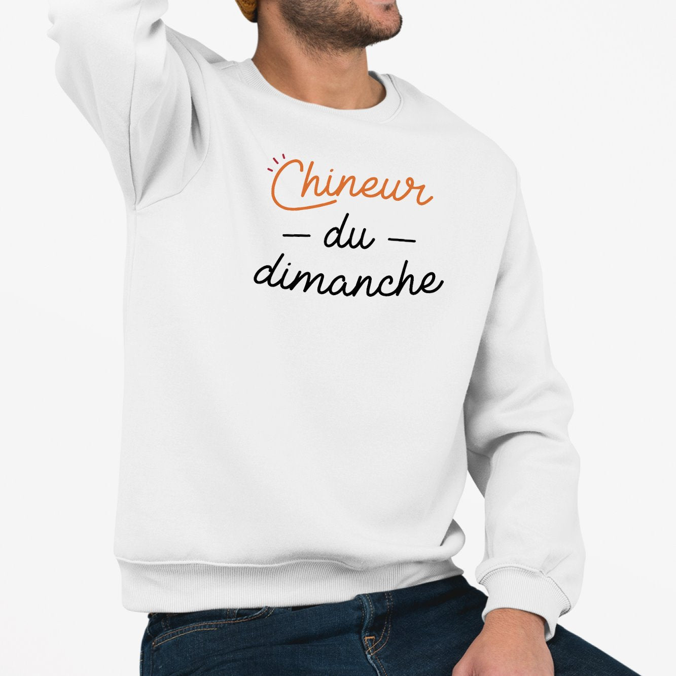 Sweat Adulte Chineur du dimanche Blanc