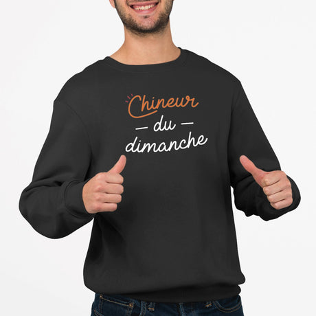 Sweat Adulte Chineur du dimanche Noir