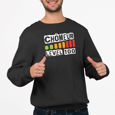 Sweat Adulte Chômeur level 100 Noir