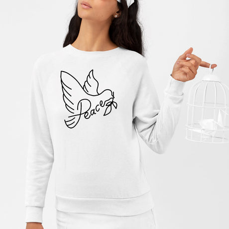 Sweat Adulte Colombe de la paix Blanc