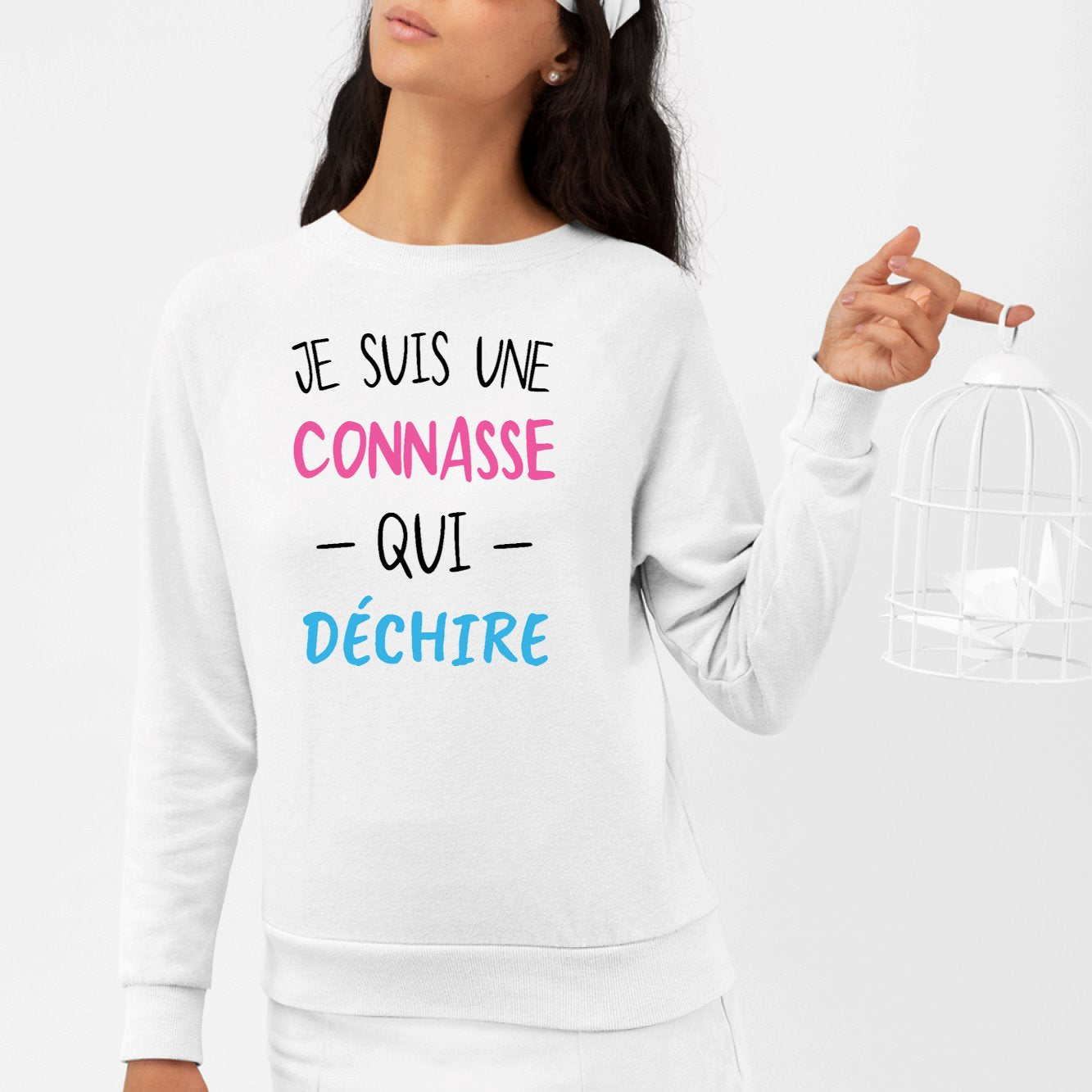 Sweat Adulte Connasse qui déchire Blanc