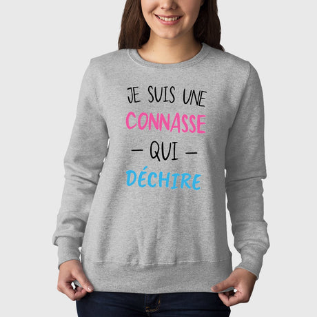 Sweat Adulte Connasse qui déchire Gris