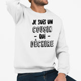 Sweat Adulte Cousin qui déchire Blanc