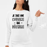 Sweat Adulte Cousine qui déchire Blanc