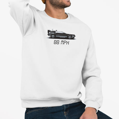 Sweat Adulte Delorean 88 MPH Blanc