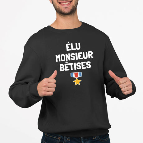 Sweat Adulte Élu monsieur bêtises Noir