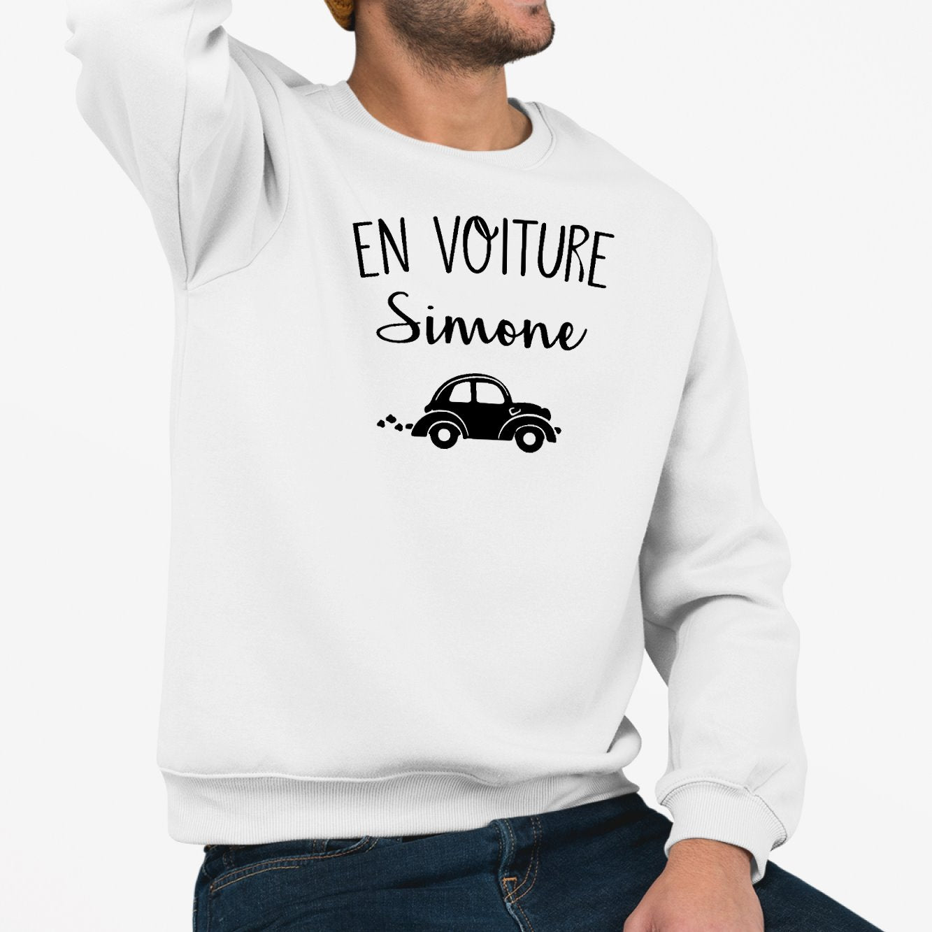 Sweat Adulte En voiture Simone Blanc