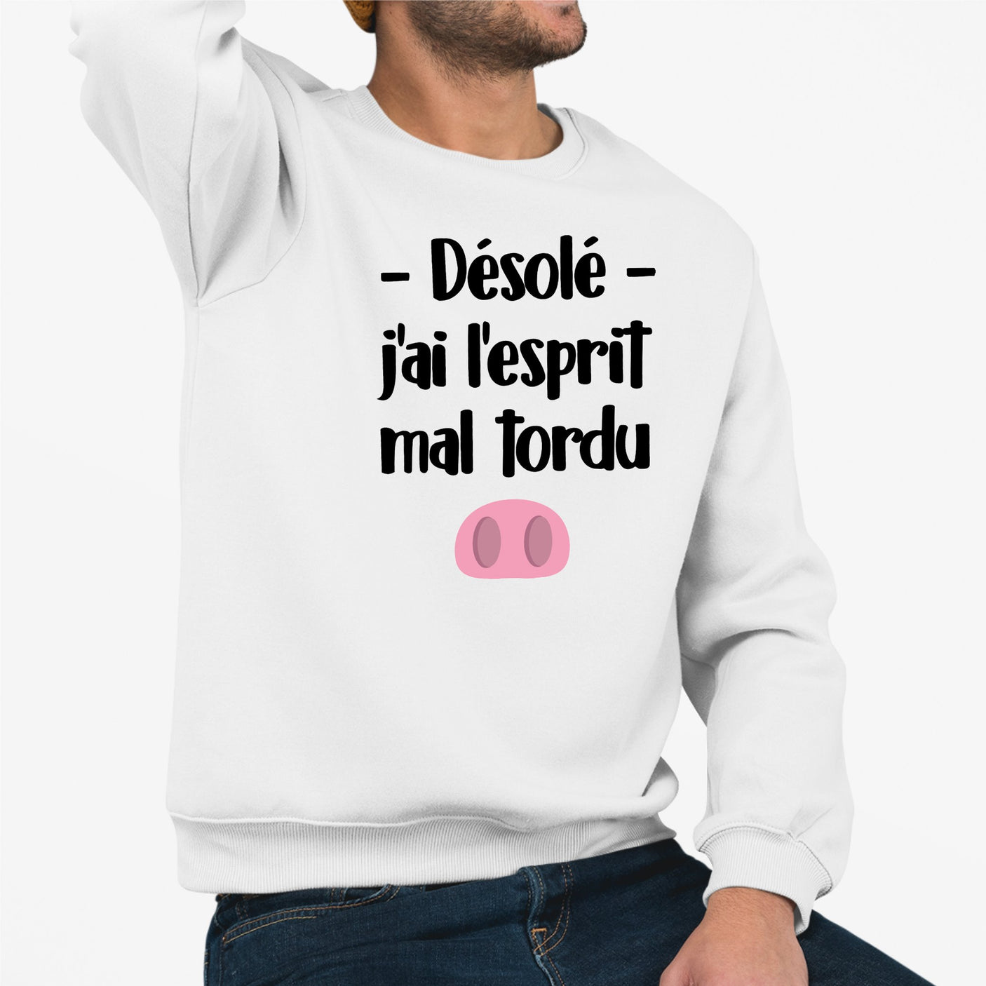 Sweat Adulte Esprit mal tordu Blanc