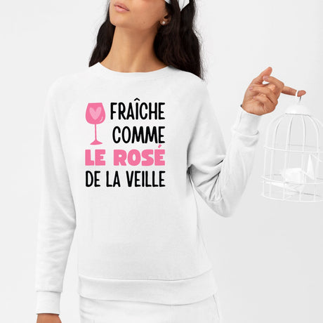 Sweat Adulte Fraîche comme le rosé de la veille Blanc