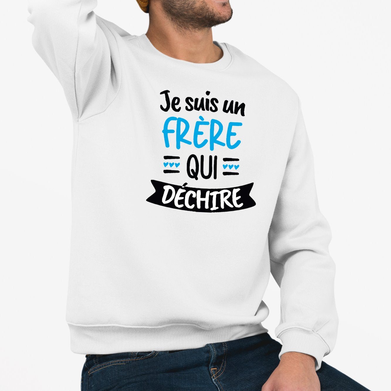 Sweat Adulte Frère qui déchire Blanc