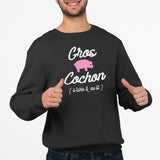 Sweat Adulte Gros cochon Noir