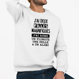 Sweat Adulte J'ai deux filles magnifiques Blanc