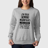 Sweat Adulte J'ai deux filles magnifiques Gris