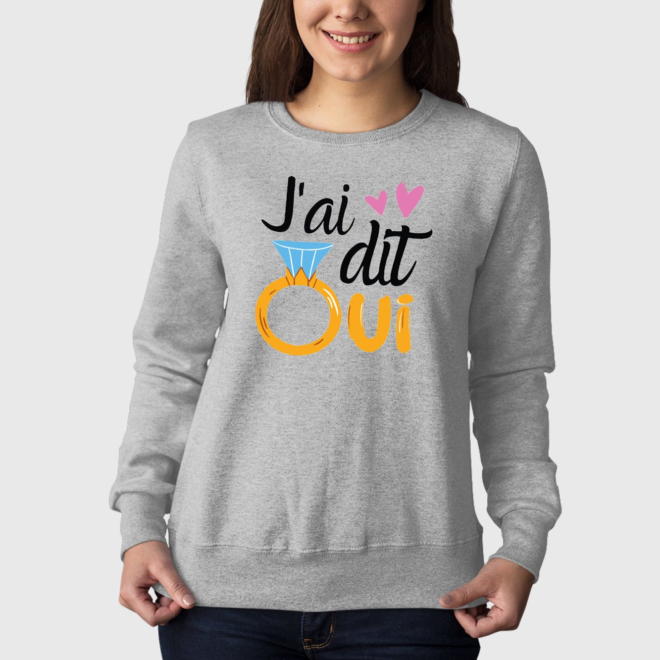 Sweat Adulte J'ai dit oui Gris