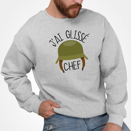 Sweat Adulte J'ai glissé chef Gris