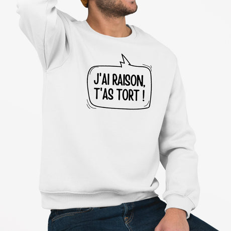 Sweat Adulte J'ai raison, t'as tort Blanc