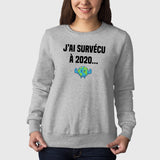 Sweat Adulte J'ai survécu à 2020 Gris