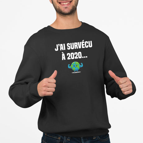 Sweat Adulte J'ai survécu à 2020 Noir