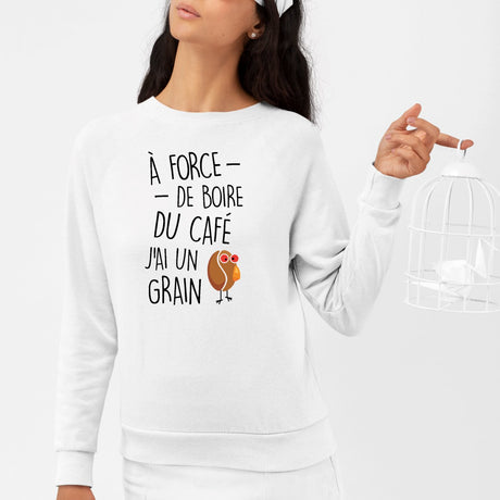 Sweat Adulte J'ai un grain de café Blanc