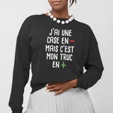 Sweat Adulte J'ai une case en moins Noir