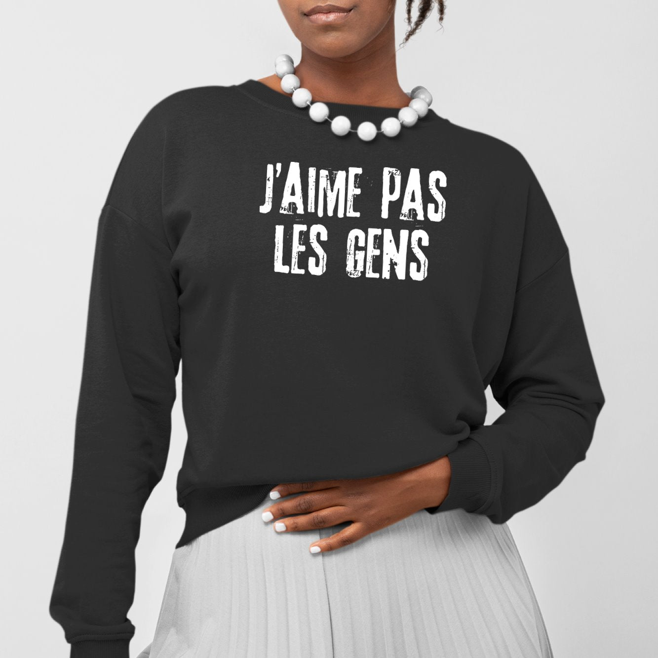 Sweat Adulte J'aime pas les gens Noir