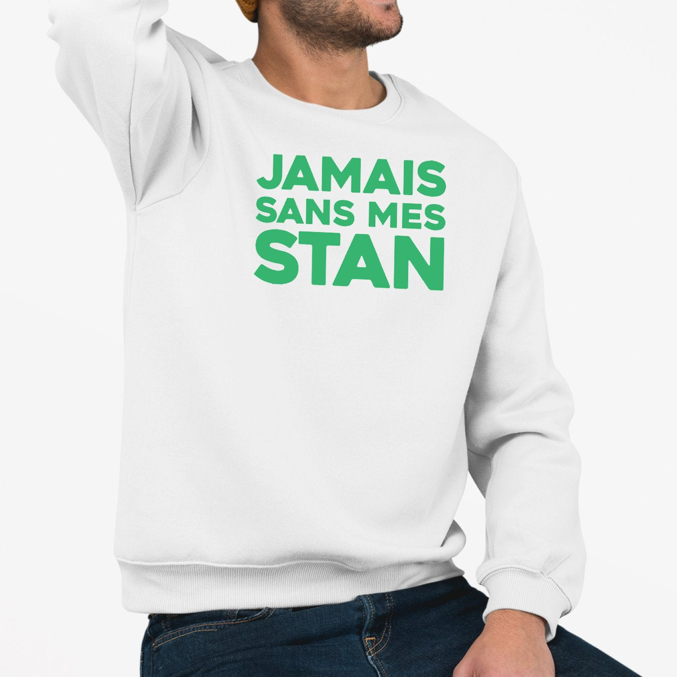 Sweat Adulte Jamais sans mes Stan Blanc