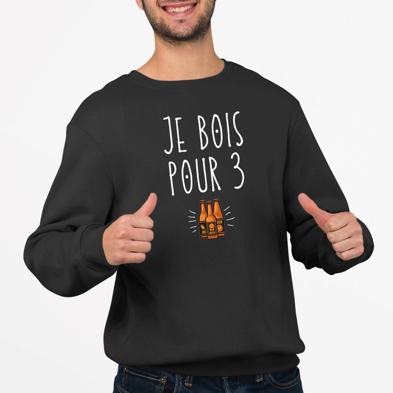 Sweat Adulte Je bois pour 3 Noir