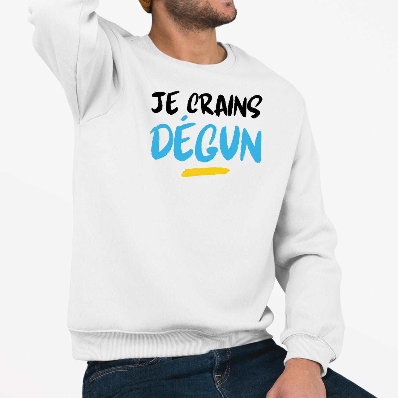 Sweat Adulte Je crains dégun Blanc